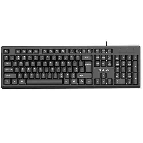 Aula AK205 Clavier PC Ergonomique Silent Click Disposition EN/RUS 1,5 m USB Noir