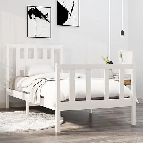 vidaXL Cadre de lit sans matelas blanc bois massif 90x190 cm