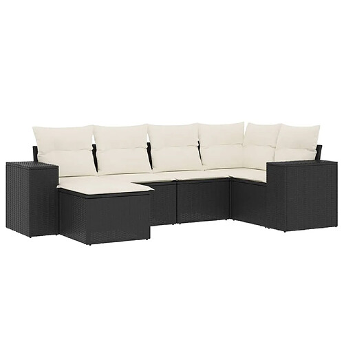 Maison Chic Salon de jardin 6 pcs avec coussins | Ensemble de Table et chaises | Mobilier d'Extérieur noir résine tressée -GKD44879