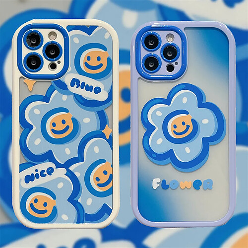 GUPBOO Étui pour iPhone13 Plein écran smiley fleur petit étui de téléphone portable frais doux