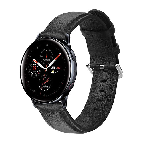 Bracelet en cuir véritable Haut noir pour votre Samsung Galaxy Watch Active2 44mm