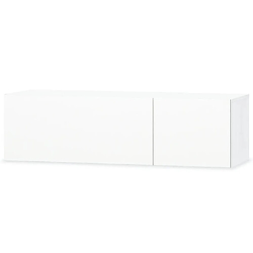 Helloshop26 Meuble télé buffet tv télévision design pratique aggloméré 120 cm blanc brillant 2502058