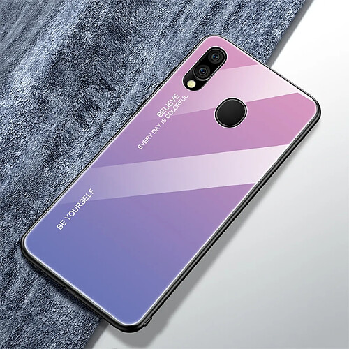 Wewoo Coque Pour Galaxy M20 Gradient Color Glass Case Violet clair