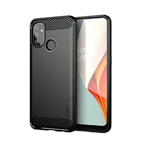 Mofi Coque en TPU fibre de carbone brossée noir pour votre OnePlus Nord N100