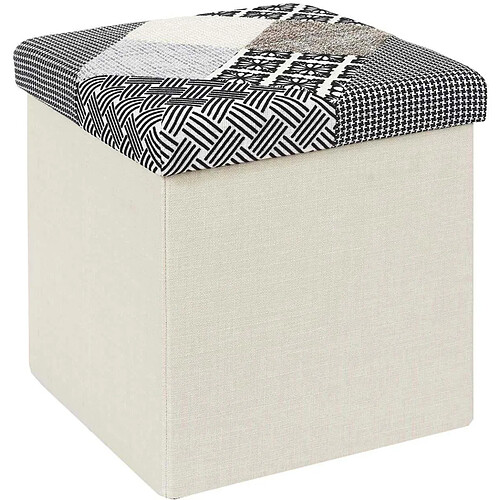 The Home Deco Factory Pouf coffre pliable Patchwork gris.