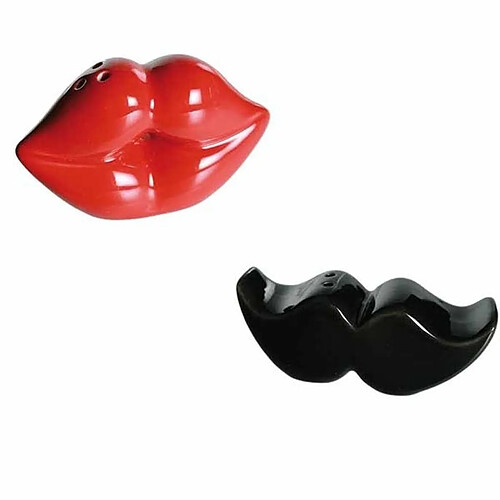 Totalcadeau Salière et poivrière bouche et moustache sel et poivre