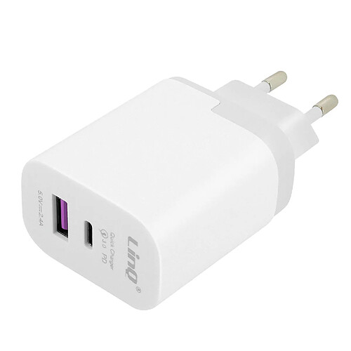 Chargeur Secteur USB et USB-C Quick Charge 3.0 Power Delivery 18W LinQ Blanc