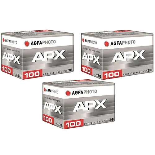 Agfa Photo Pack 3 x Pellicule Agfaphoto APX100 Professionnel 135-36 B&W - Negro