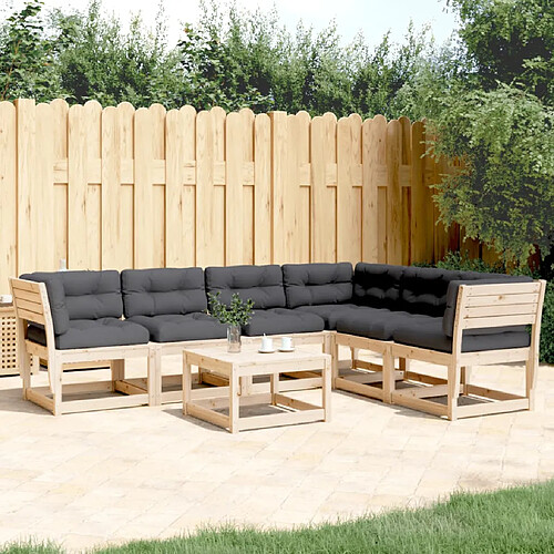 vidaXL Salon de jardin 6 pcs avec coussins bois de pin massif