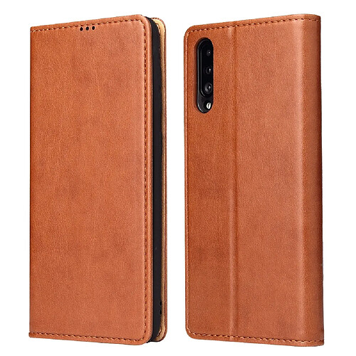 Wewoo Housse Coque Étui en cuir à rabat horizontal PU + TPU avec le supportles emplacements pour cartes et le portefeuille Galaxy A50 Marron