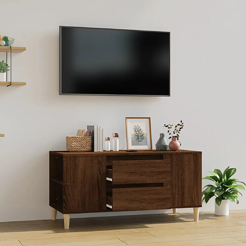 vidaXL Meuble TV Chêne marron 102x44,5x50 cm Bois d'ingénierie