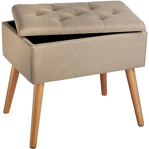 Helloshop26 Tabouret banc siège pouf avec coffre de rangement 51 cm beige 08_0000295