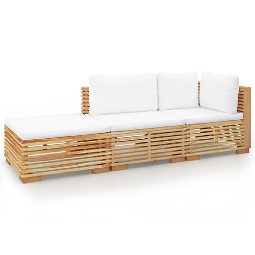 Maison Chic Salon de jardin 3 pcs + coussins - Mobilier/Meubles de jardin - Table et chaises d'extérieur Bois de teck solide -MN87316