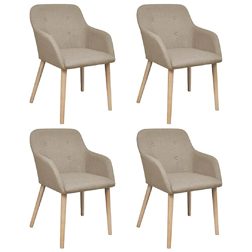 vidaXL Chaises à manger lot de 4 beige tissu et chêne massif