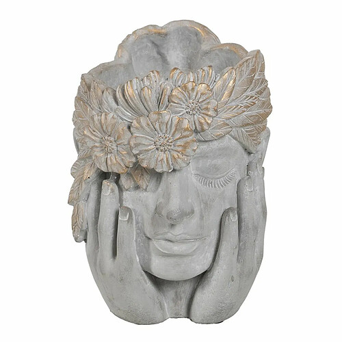 BigBuy Garden Cache-pot Gris Ciment Visage 22 x 17 x 24 cm