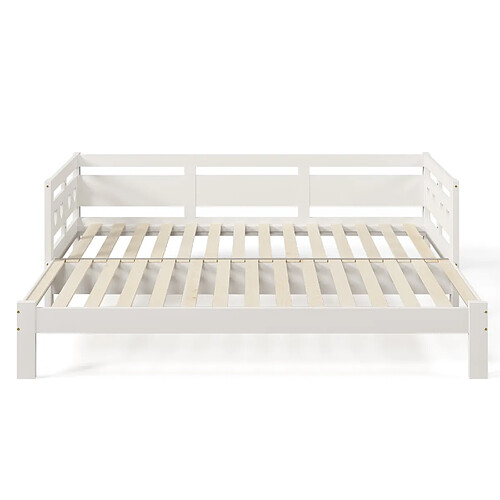 KOMHTOM Daybed daybed blanc, lit extensible, 90.190 cm, bois de pin massif, avec 2 pièces