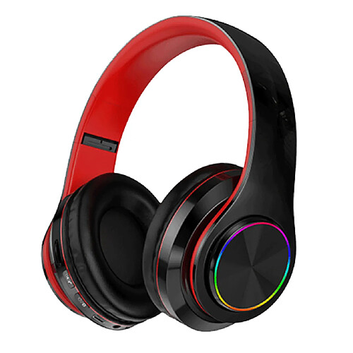 Casque Sport Bluetooth Sans Fil Casque Rechargeable FM TF Rouge + Noir