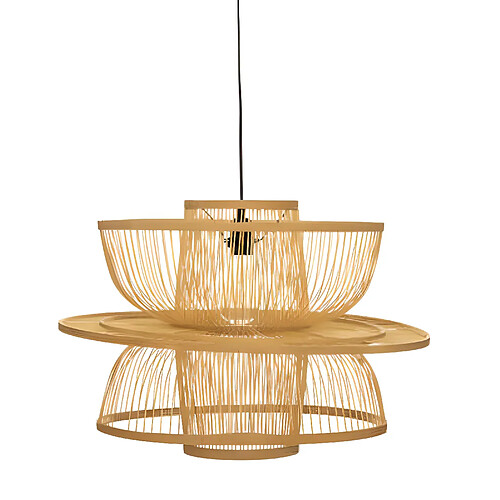 Pegane Suspension en bois / fer coloris beige - diamètre 58 x Hauteur 45 cm