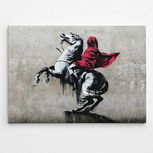 EPIKASA Impression sur Toile Banksy Le Napoléon voilé, Rouge, Polyester, 100x3x70 cm