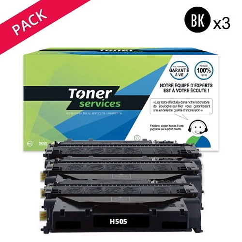 TONER SERVICES Compatible Canon 719 Pack 3 Toners Noir CE505A (05A)