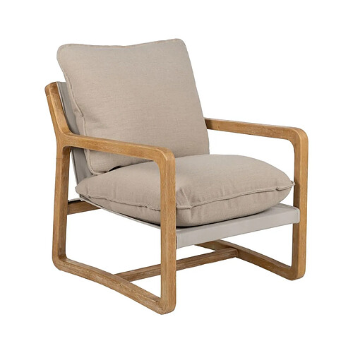 BigBuy Home Fauteuil Beige Naturel Bois d'hévéa Éponge Bois de frêne Foam 65 x 69 x 83 cm