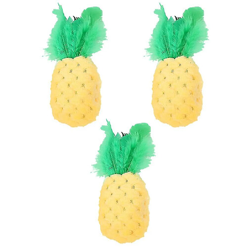 Jouet de nettoyage de dents pour chat 3pcs Pet Pineapple Shape Interactive Toy Cat Plush Toy