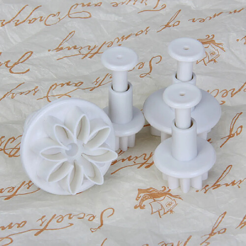 4pcs Emporte-pièces Fleur Décoration Gâteau Fondant Coupeur - Blanc