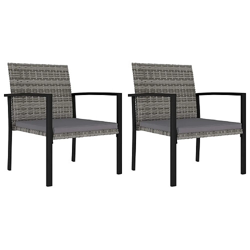 vidaXL Chaises à manger de jardin lot de 2 Résine tressée Gris