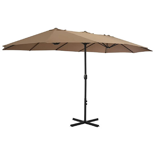 Maison Chic Parasol Jardin | Parasol d'extérieur et poteau en aluminium 460 x 270 cm Taupe - GKD17265