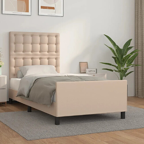 Maison Chic Lit adulte - Cadre Structure de lit avec tête de lit Contemporain Cappuccino 90x190 cm Similicuir -MN10971