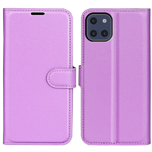 Etui en PU texture litchi, fermoir magnétique avec support violet pour votre Samsung Galaxy A03 (EU Version)