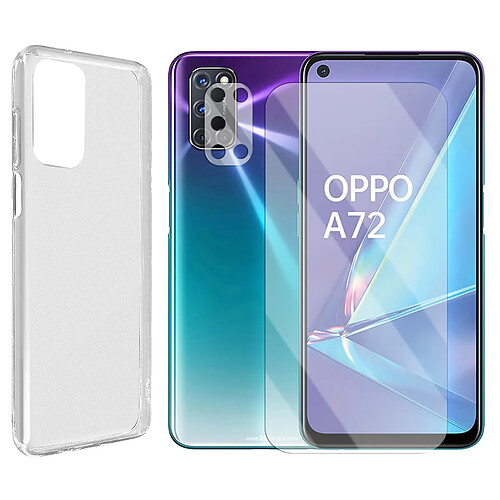 Protection intégrale Verre Trempé pour Oppo A72 4G 6,5" + Verre Trempé Caméra Arrière+Coque souple silicone transparente-Visiodirect-