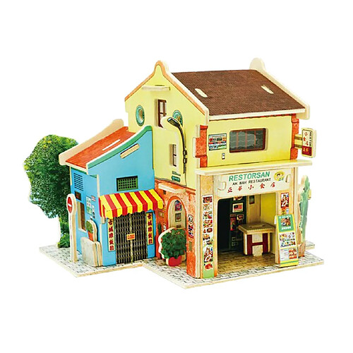 Puzzle 3d en bois miniature 1/24 bricolage kit de maison de poupée modèle Chinatown en Malaisie