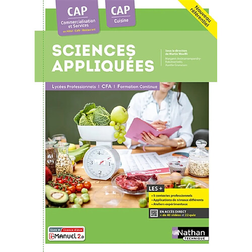 Sciences appliquées CAP commercialisation et services en hôtel, café, restaurant, CAP cuisine : nouveau référentiel