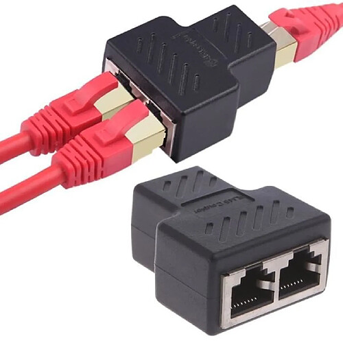 1 à 2 façons LAN Câble réseau Ethernet femelle Splitter adaptateur connecteur Noir