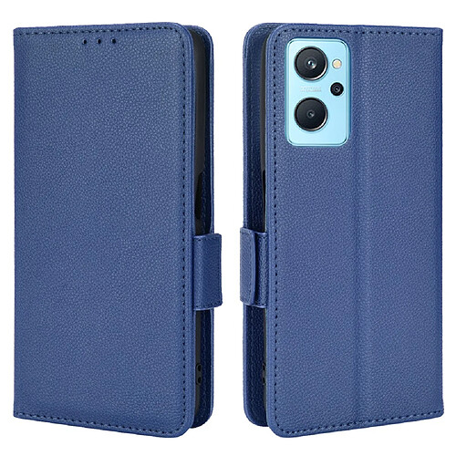 Etui en PU texture litchi avec support, bleu foncé pour votre Realme 9i/Oppo A36 4G/A76 4G