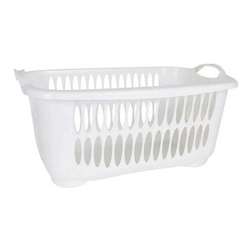 Totalcadeau Panier à linge fait en plastique rectangulaire blanc 45 L Couleur - Crème pas cher