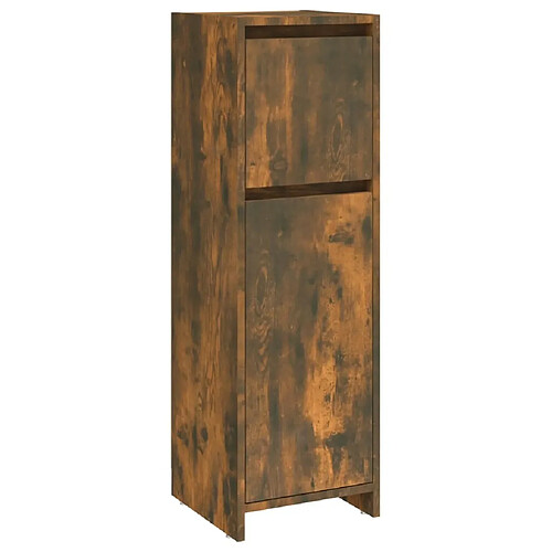 Maison Chic Armoire de bain,Meuble de rangement de salle de bain,Meuble haut Chêne fumé 30x30x95 cm Bois d'ingénierie -GKD823503