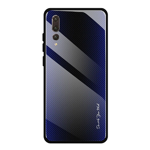 Wewoo Coque Pour Huawei P20 Pro étui de protection en verre dégradé de texture bleu foncé