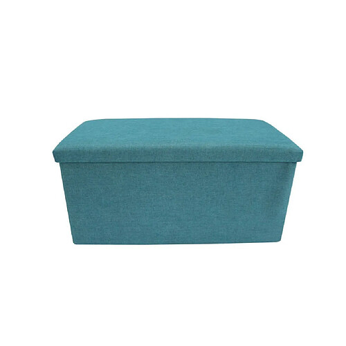 Mobili Rebecca Pouf Banc de Rangement Reponse-Pieds Bleu Clair Coton 38x76x38