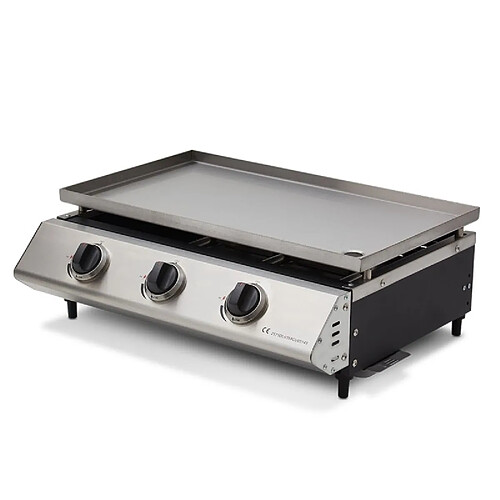 Brasero Plancha Cadix 3 feux - COOKING BOX - Plaque inox 62 x 37,5 cm - Tiroir graisse - Jusqu'à 8 convives - 9,45 kW