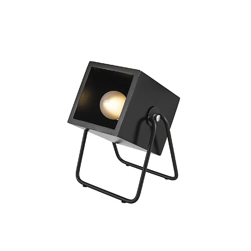 LEITMOTIV Lampe en bois et métal carrée Hefty - H. 17 cm - Noir