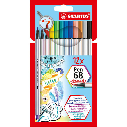 STABILO Feutre pinceau Pen 68 brush, étui en carton de 12 ()