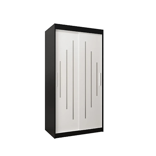 Abiks Meble Armoire YORK À Portes Coulissantes 200/100/62 2 Portes (Noir/Blanc)