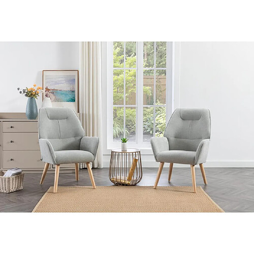 Vente-Unique Fauteuil en tissu gris OSIMO