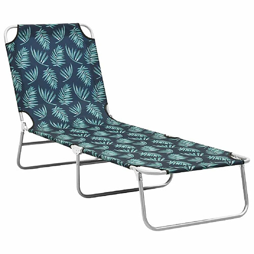 Maison Chic Chaise longue pliable de jardin | Bain de soleil Relax | Transat acier et tissu motif de feuilles -GKD71540