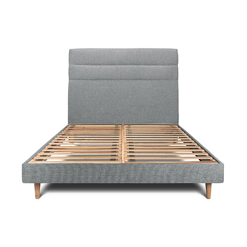 Sommeil de plomb Lit 160x200cm avec tête de lit lignes tissu et sommier kit gris anthracite - Hauteur totale : 29cm