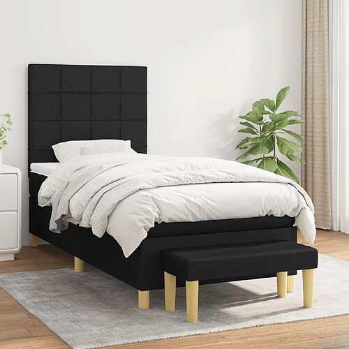 Maison Chic Lit Adulte - Lit simple Lit à sommier tapissier et matelas moelleux - Meuble de Chambre - Noir 80x200 cm Tissu -MN48398