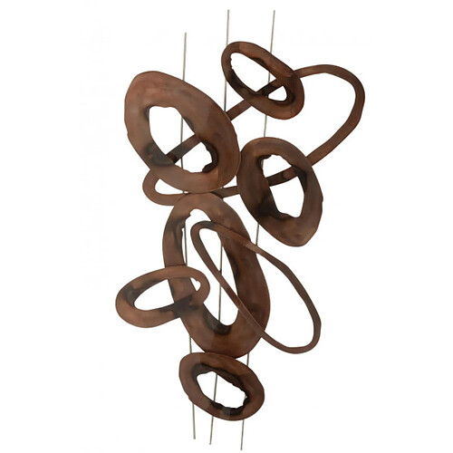 Dansmamaison Decoration Murale Ovales Lignes Metal Marron Small