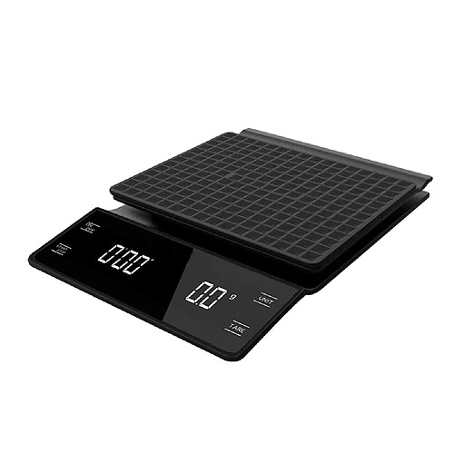 Universal 3kg/0.1G Intelligent Liquid Coffee Scale and Timer Portable Electronic Digital Kitchen Scale High Precision LCD Coffee Pot Balance(Le noir)